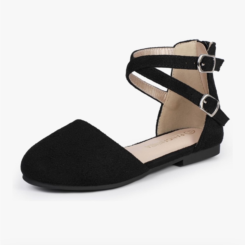 Girls Black Dress Shoes with Ankle Strap Size 11